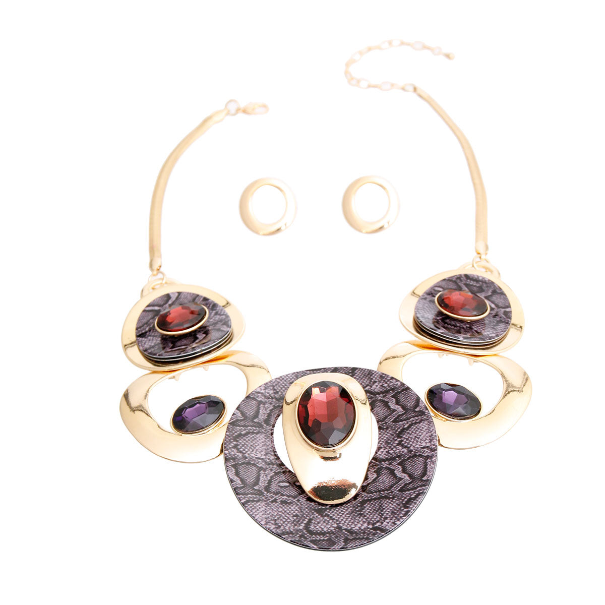 Dark Purple Snake Gold Circular Set