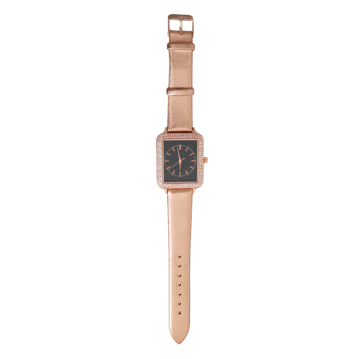 Rose Gold Band Black Face Watch