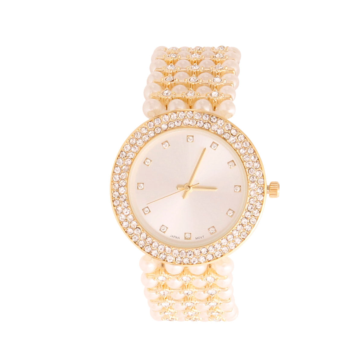 Gold Pearl and Rhinestone Watch