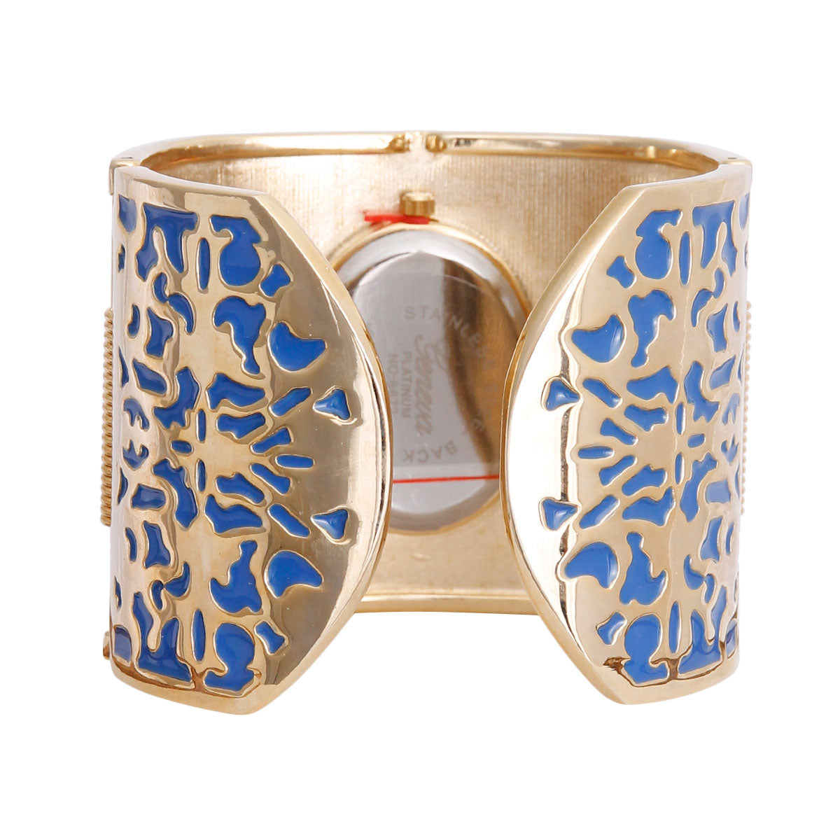 Blue Gold Tone Wide Bangle Watch