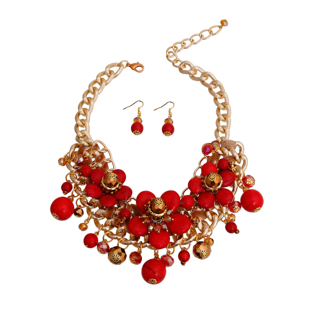 Chunky Gold Coral Flower Set