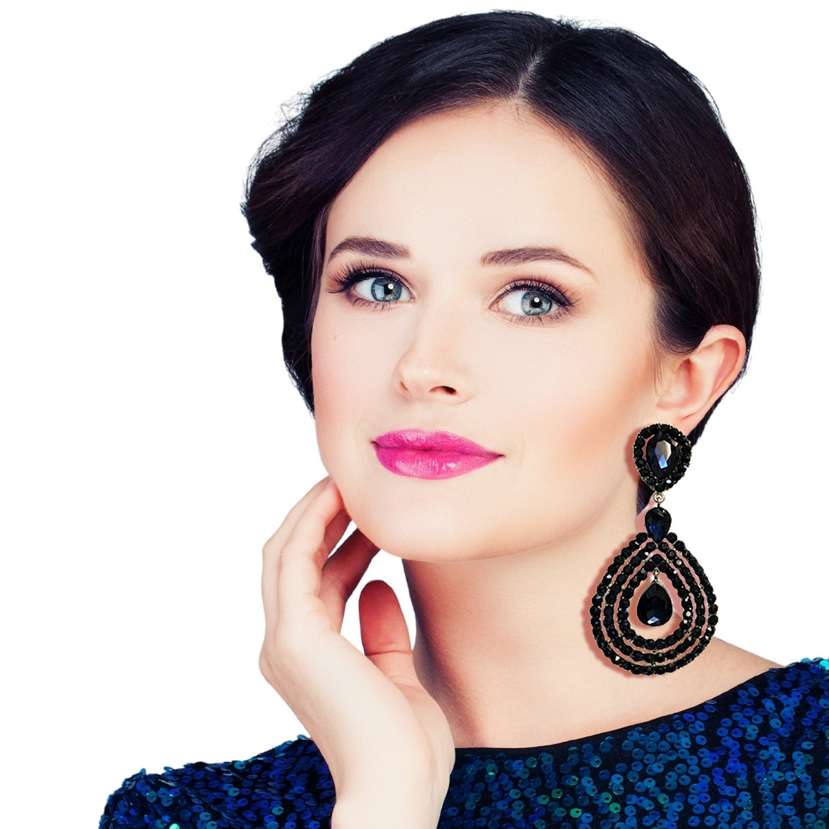 Navy Teardrop Clip Ons