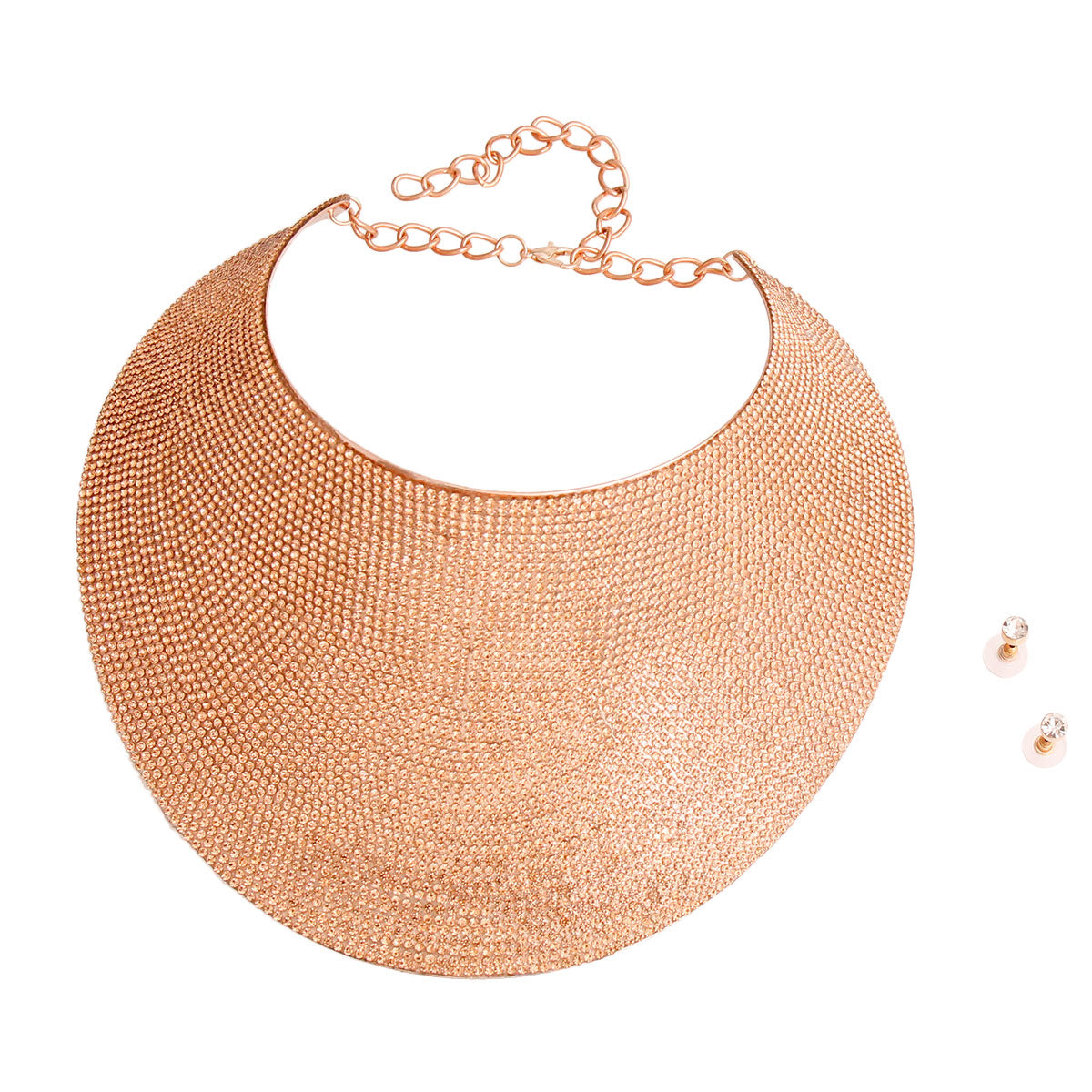 Rose Gold Rhinestone Bib Collar Set