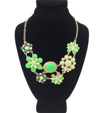 Gold and Green Flower Necklace