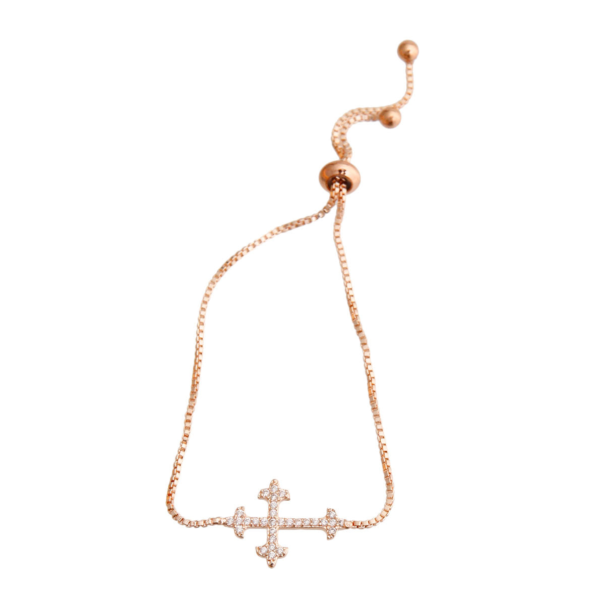 Rose Gold Cross Cinch Bracelet