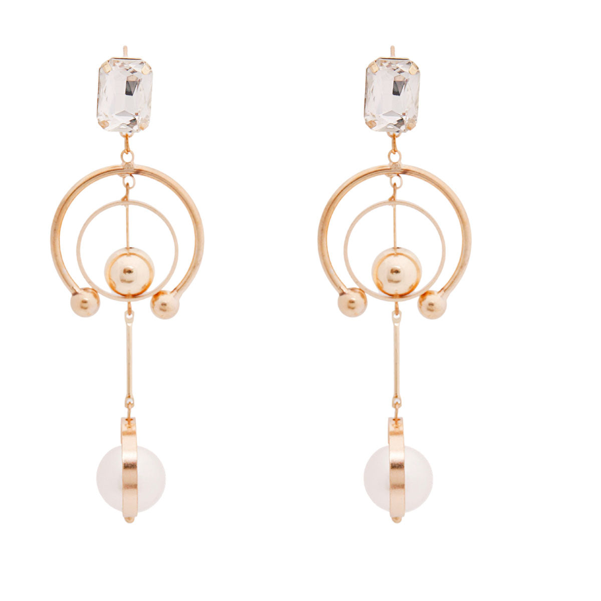 Gold Drop Arch Ring Earrings