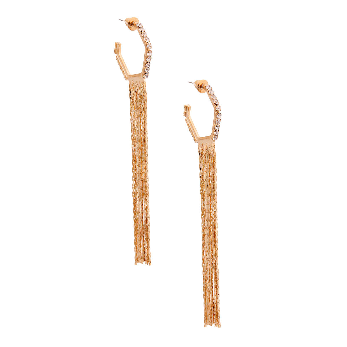 Gold Chain Fringe Hoops