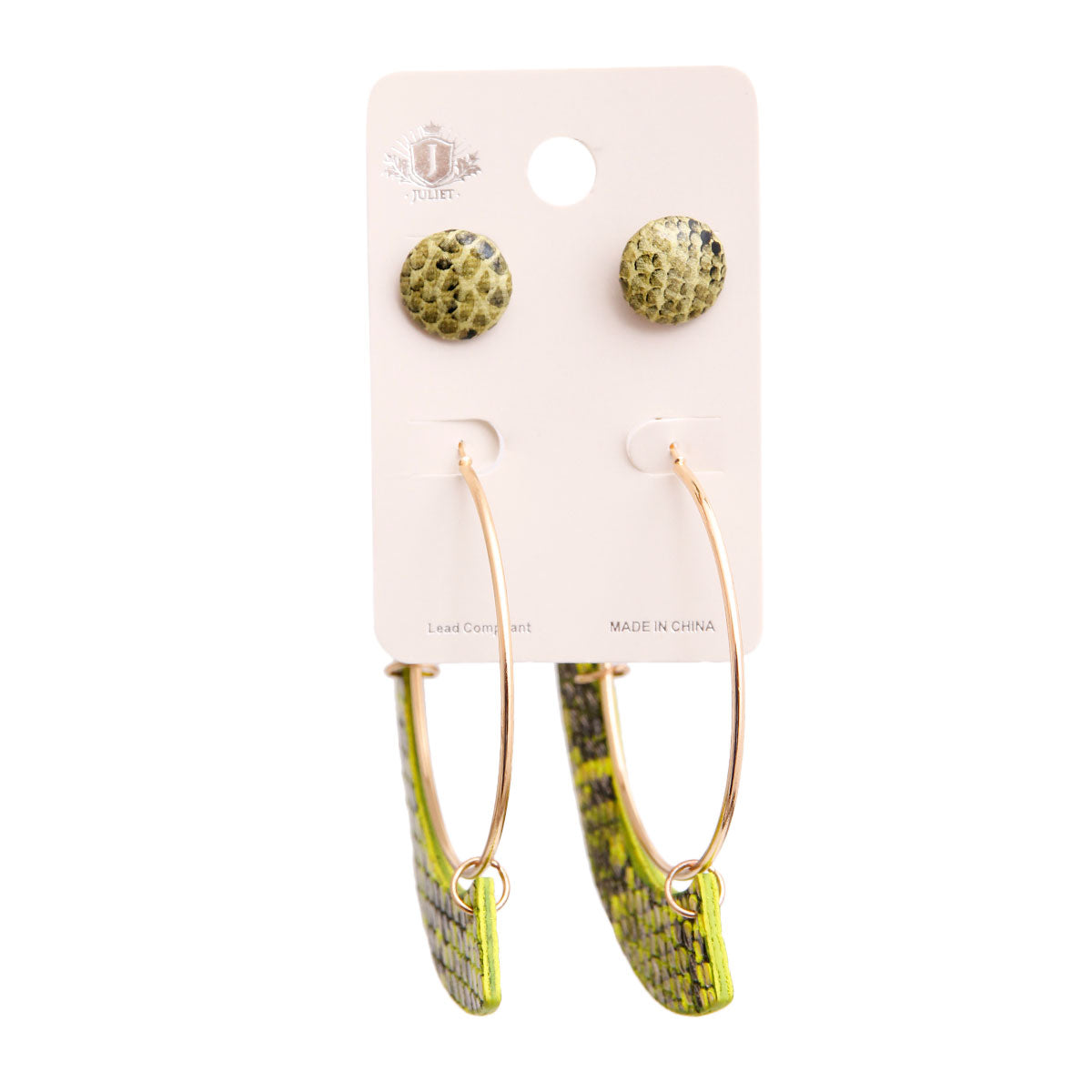 Green Snake Skin Hoop Set