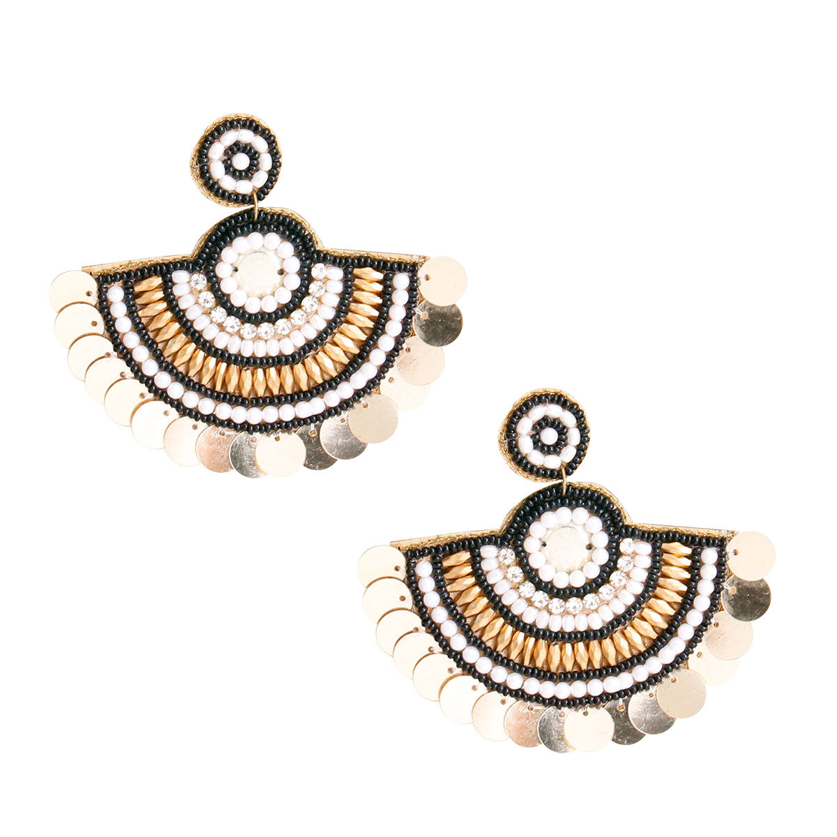 Gold Pearl Semicircle Bead Earrings