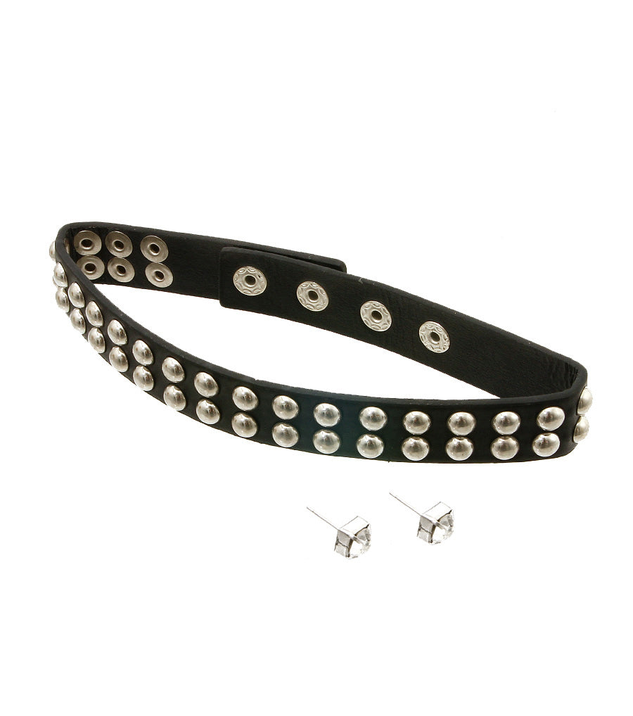 Leather Stud Choker