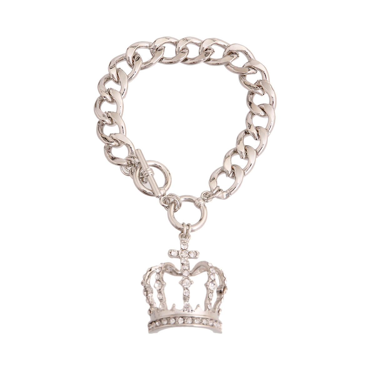 Silver Crown Toggle Bracelet