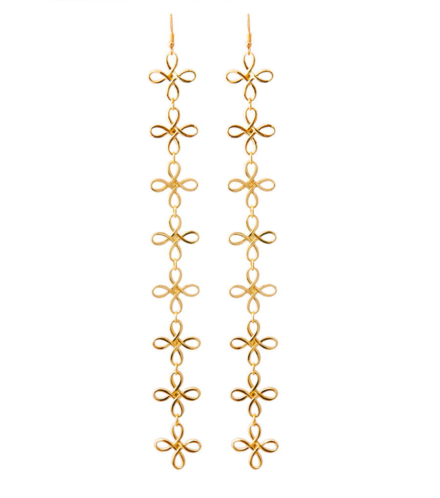 Gold Linked Shoulder Duster Earrings