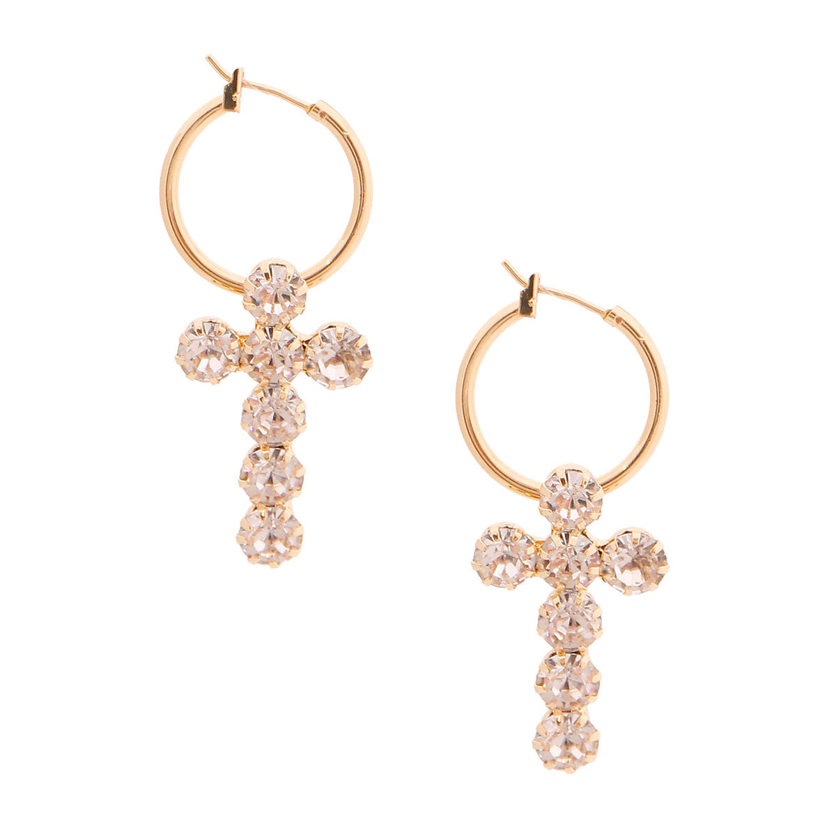 Gold Cross Baby Hoops