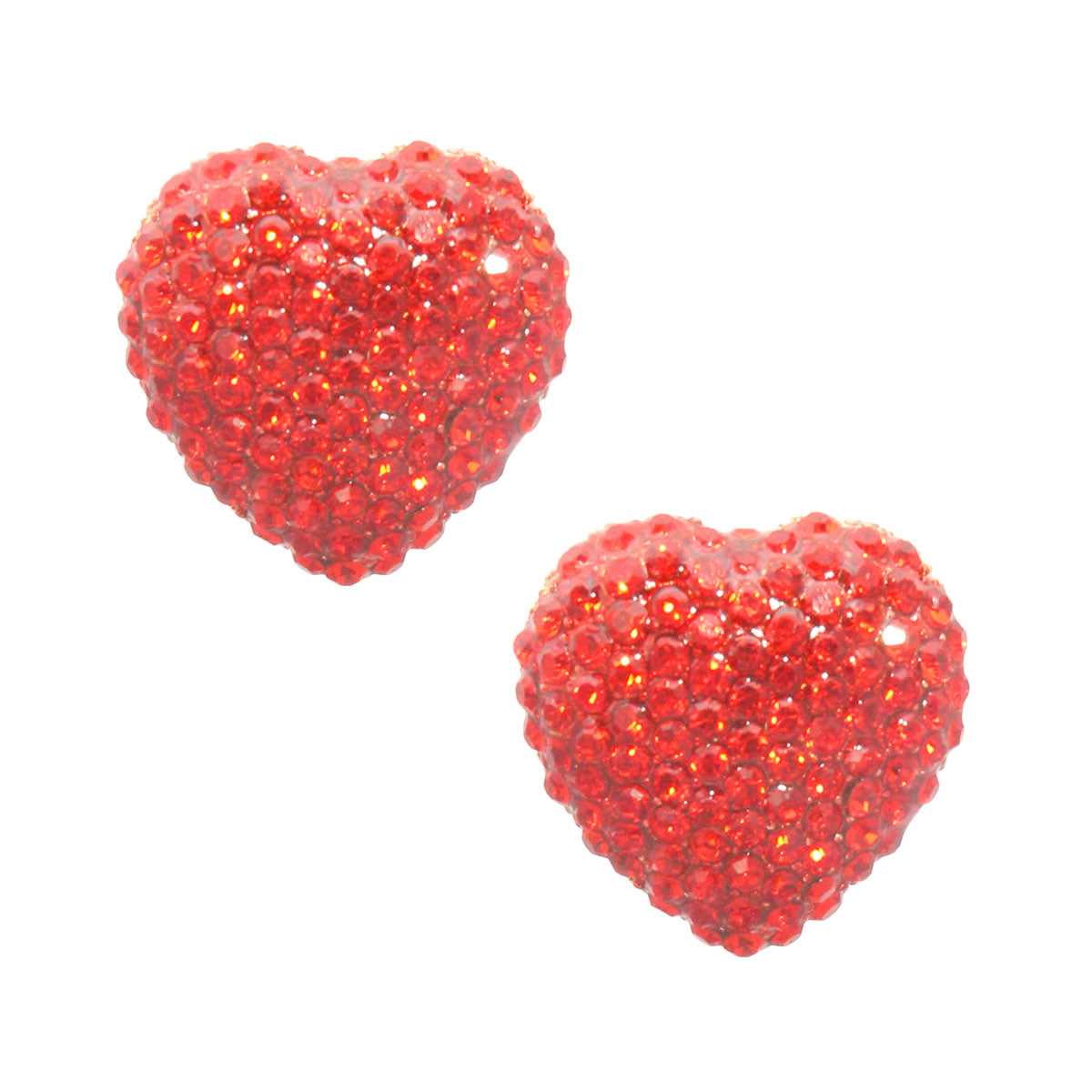 Red Rhinestone Heart Studs