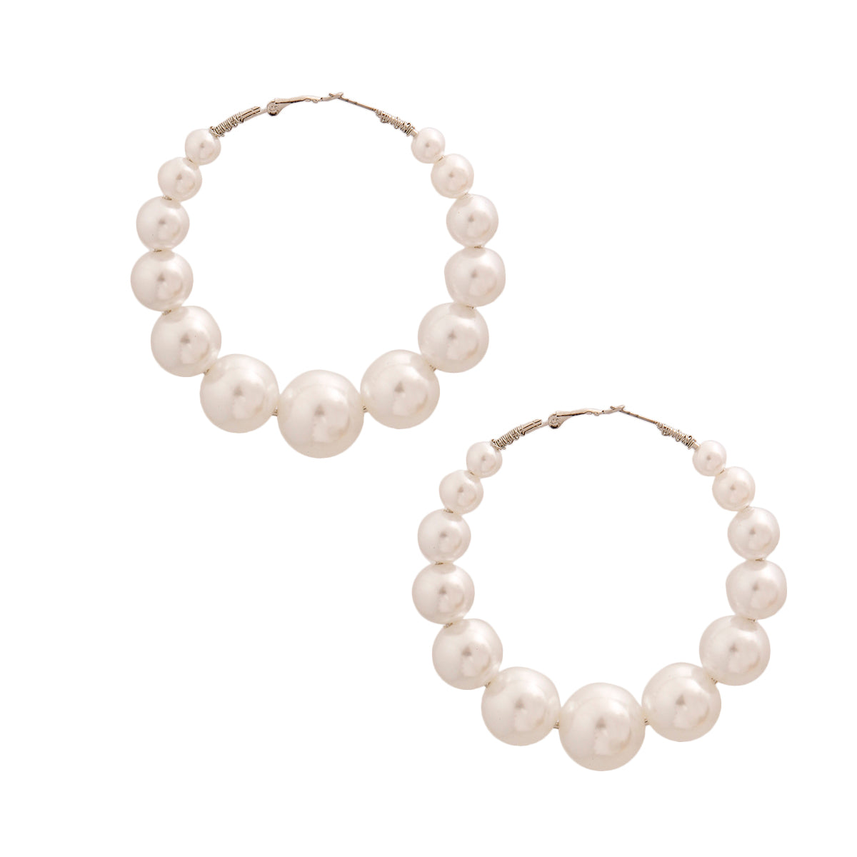 Graduated White Pearl Hoops