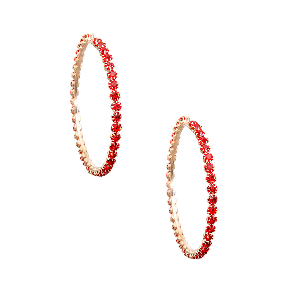 Red Rhinestone 3.5 inch Hoops