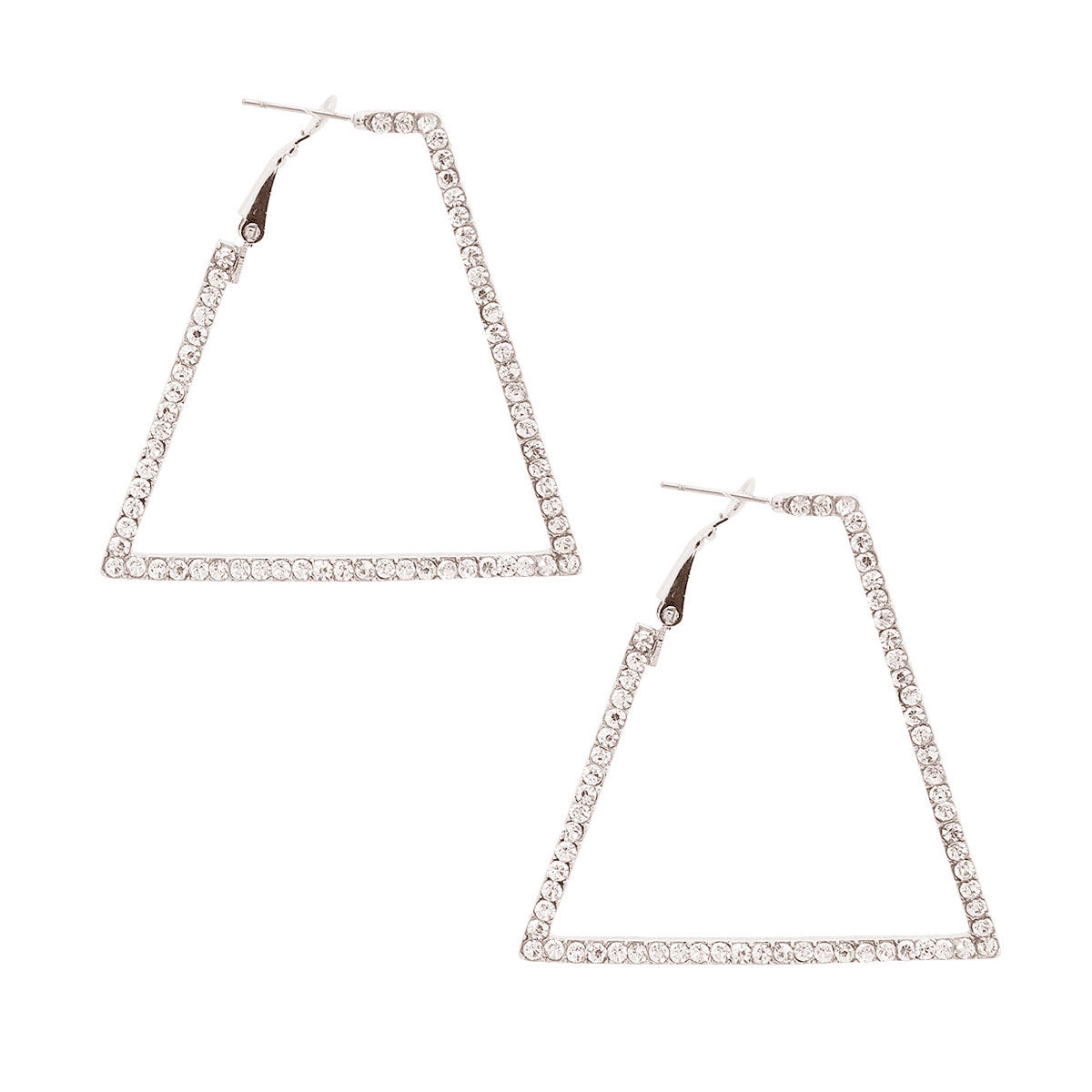 Skinny Silver Trapezoid Hoops