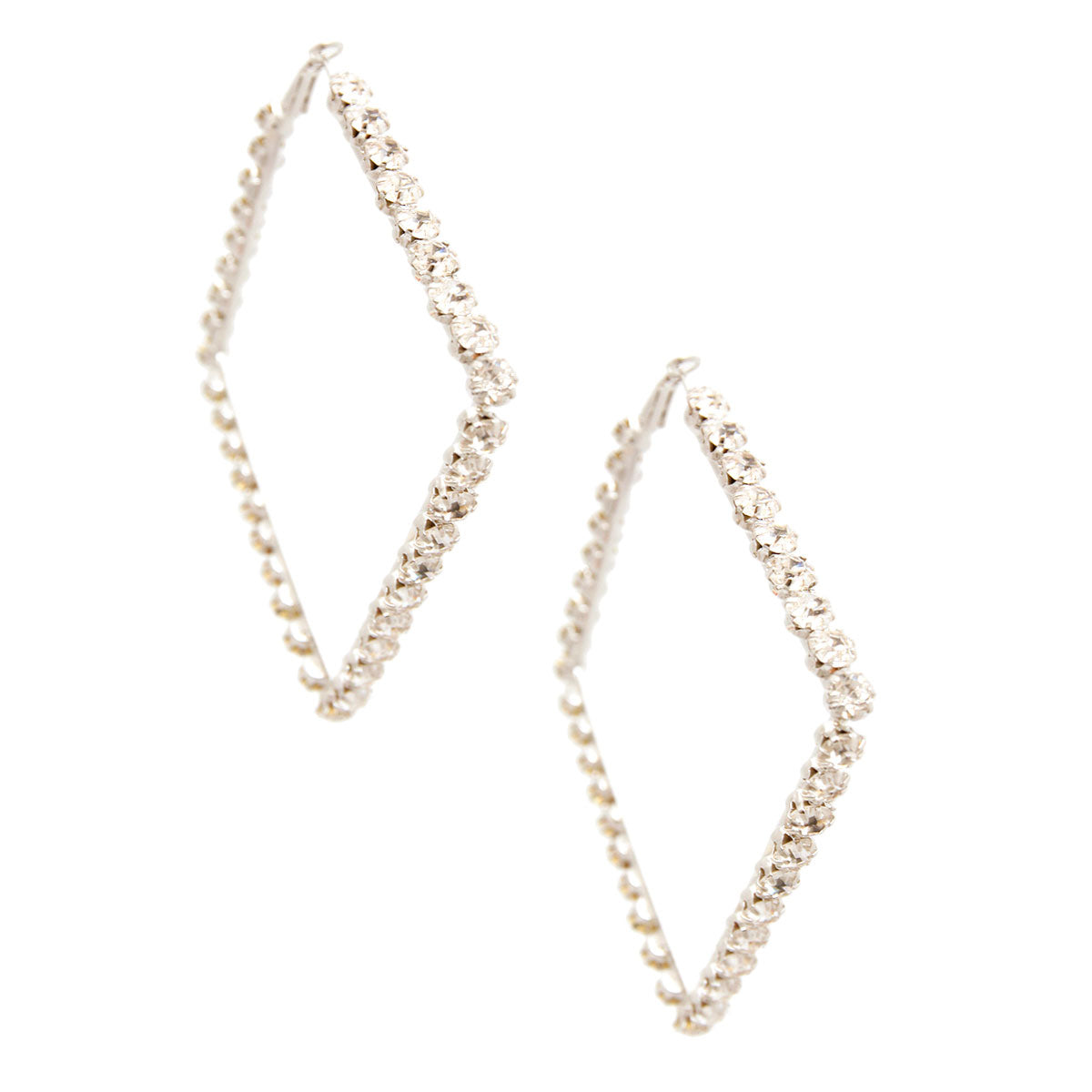Silver Diamond Shape Hoops