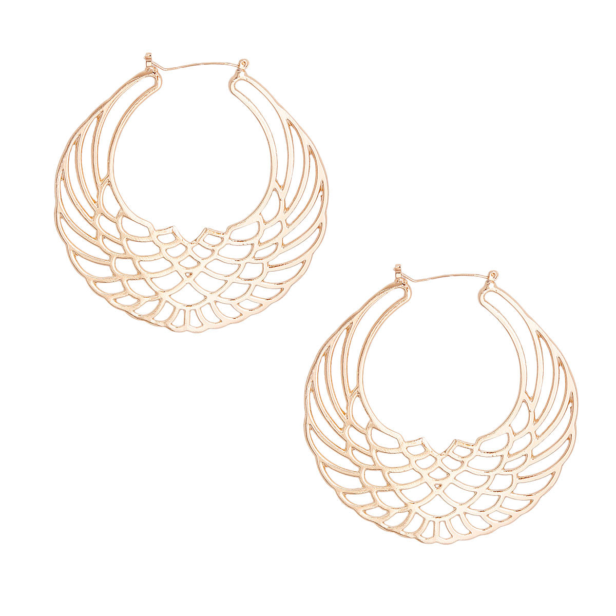 Gold Polished Open Wing Hoops