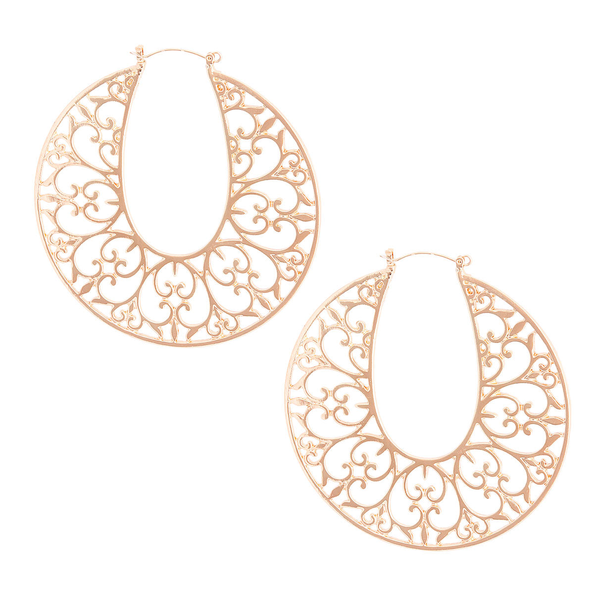 Gold Polished Open Lattice Hoops
