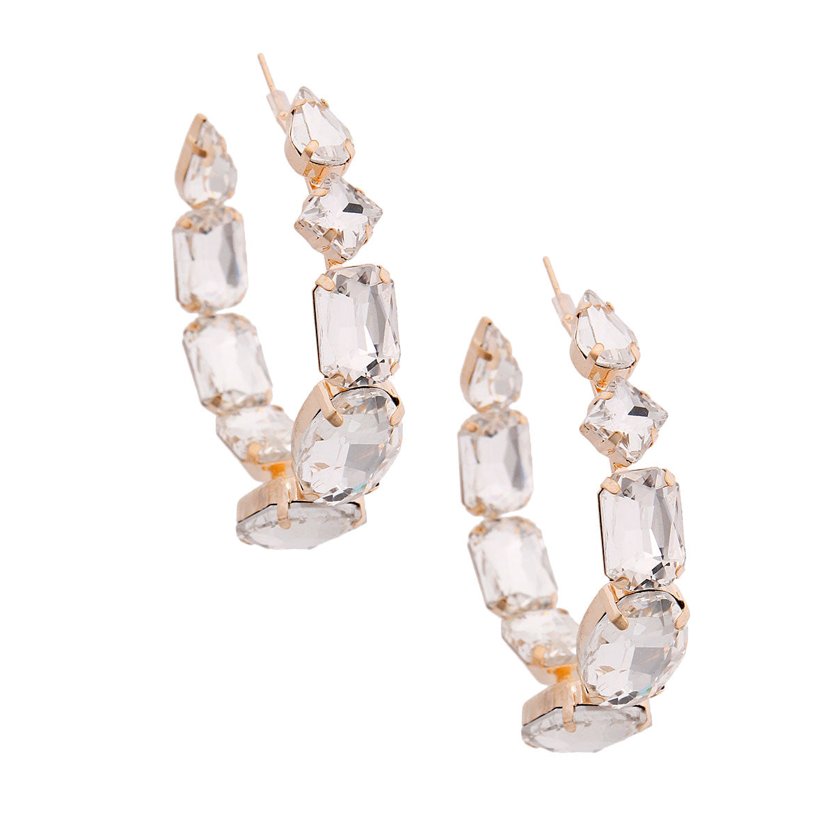 Gold Graduated Crystal Hoops