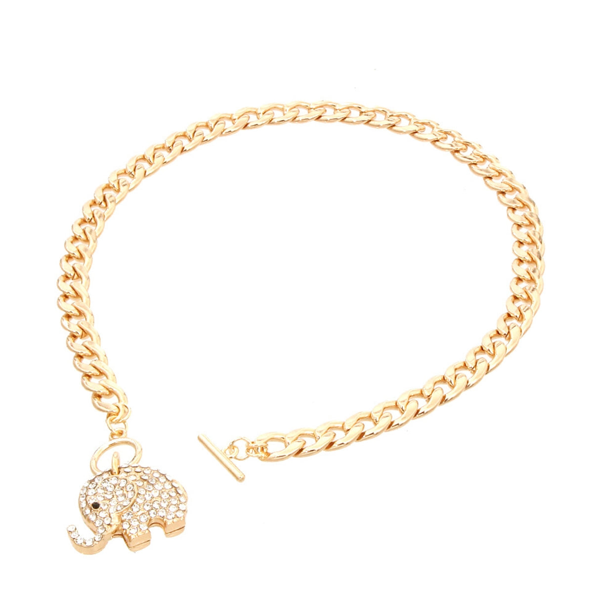 Gold Rhinestone Elephant Toggle