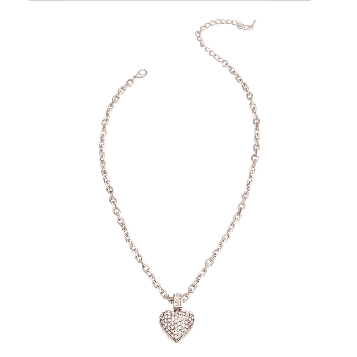 Silver Chain 3D Heart Necklace