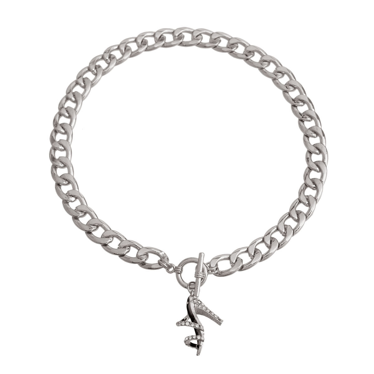 Silver Black High Heel Necklace