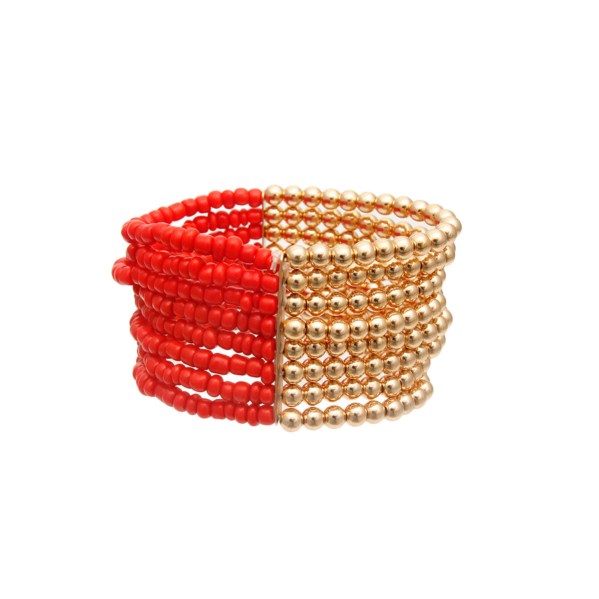 Red and Gold Seed Bead Bracelet