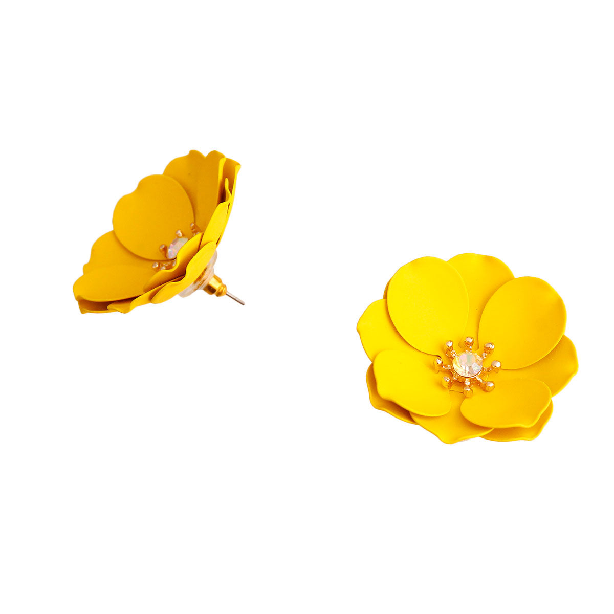 Matte Yellow Flower Studs
