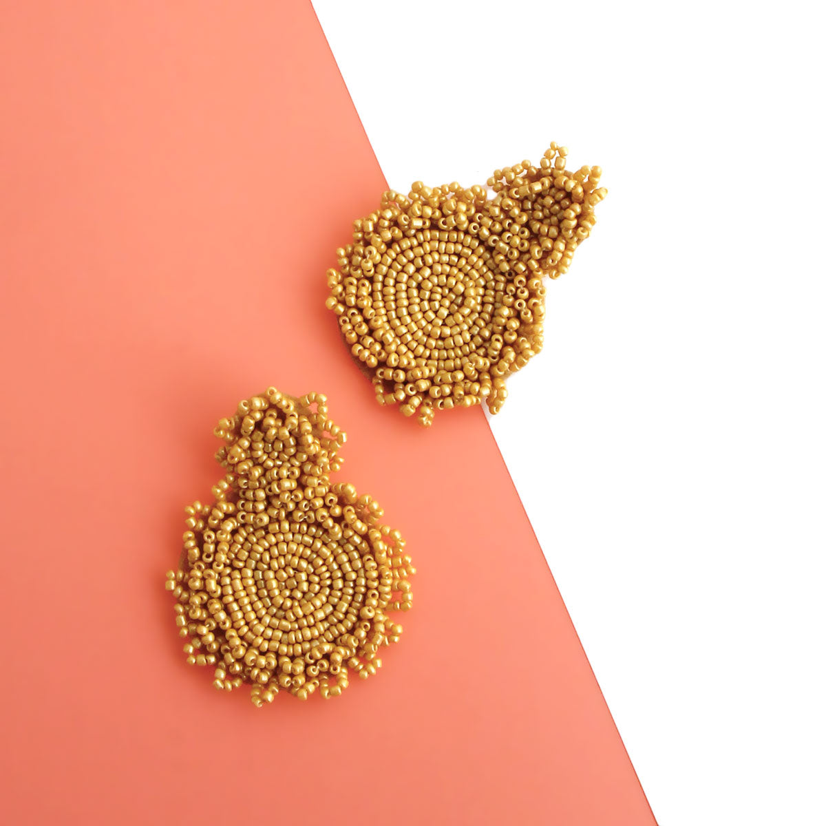 Natural Seed Bead Circle Post Earrings