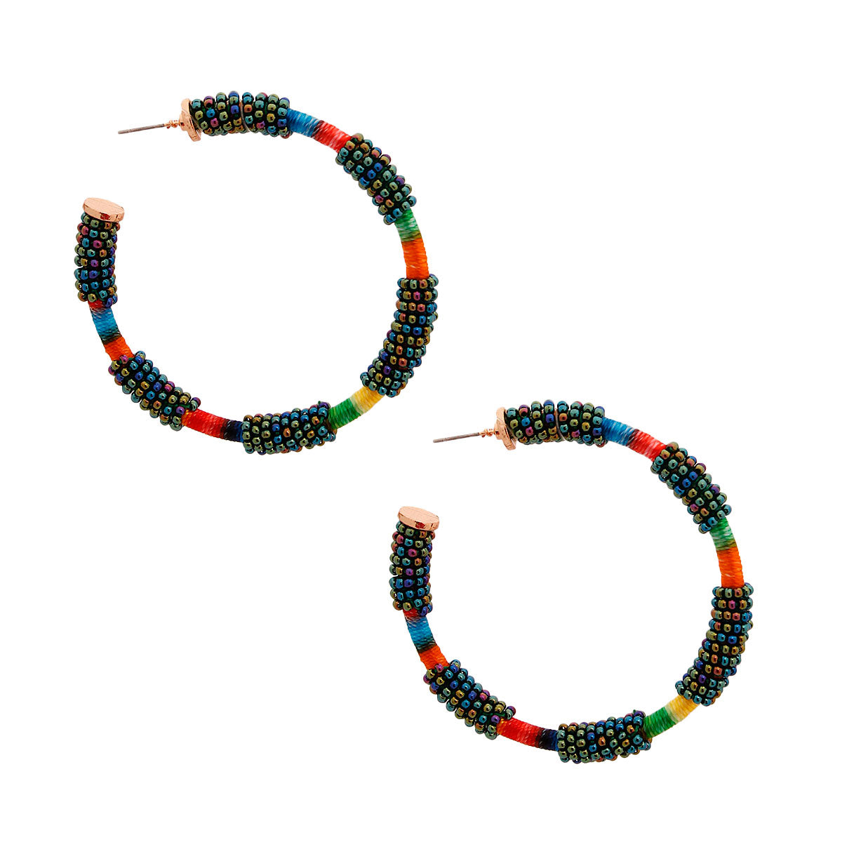 Rainbow Fabric Bead Hoops
