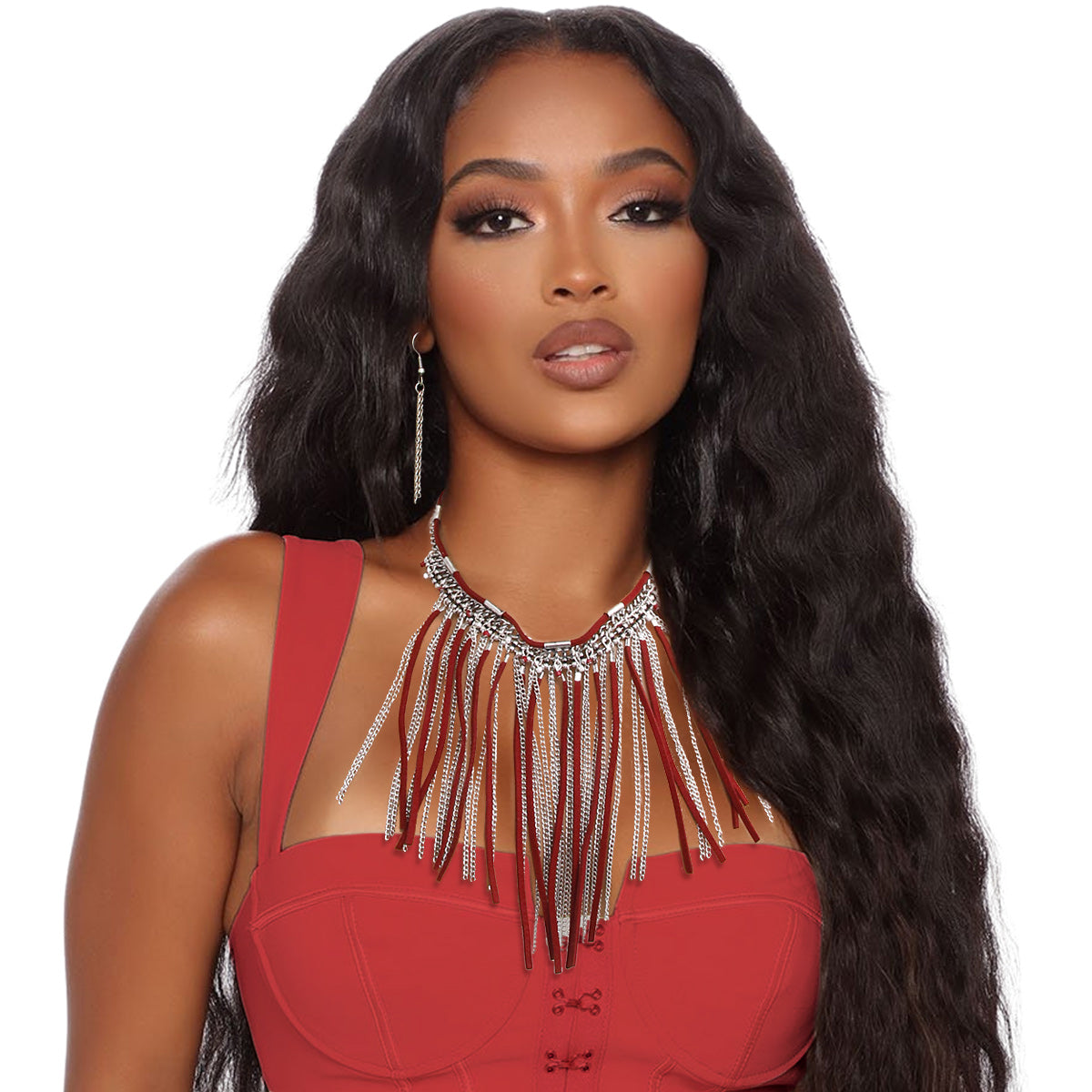 Suede and Chain Necklace Set