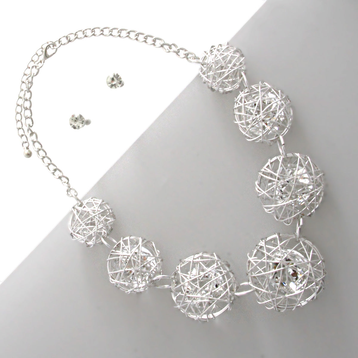 Silver Wire Crystal Necklace