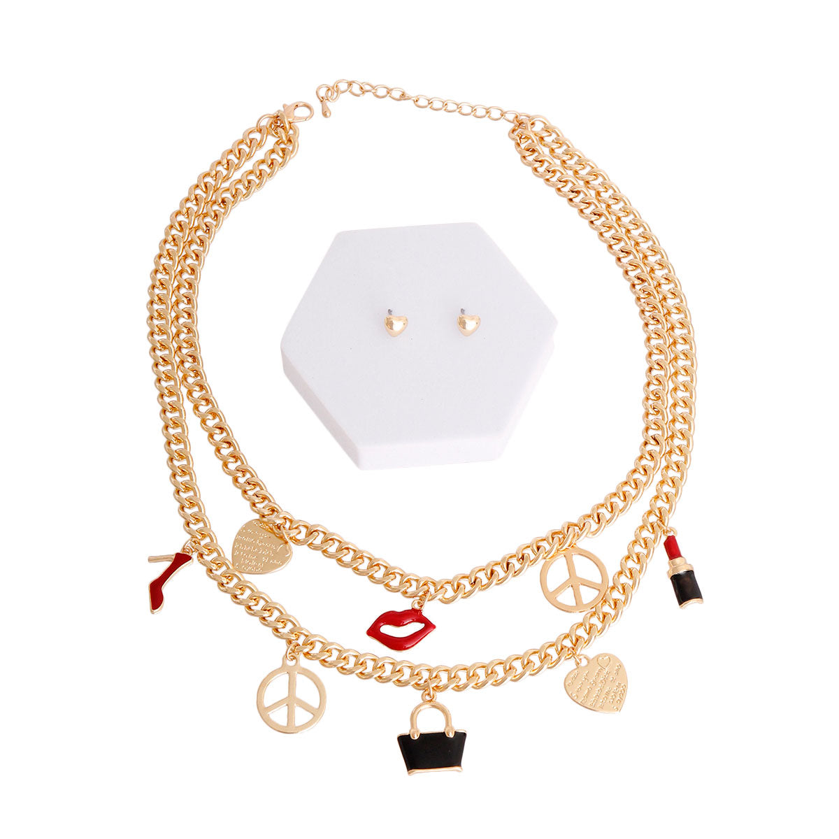 Gold Boutique Charm Layered Chain