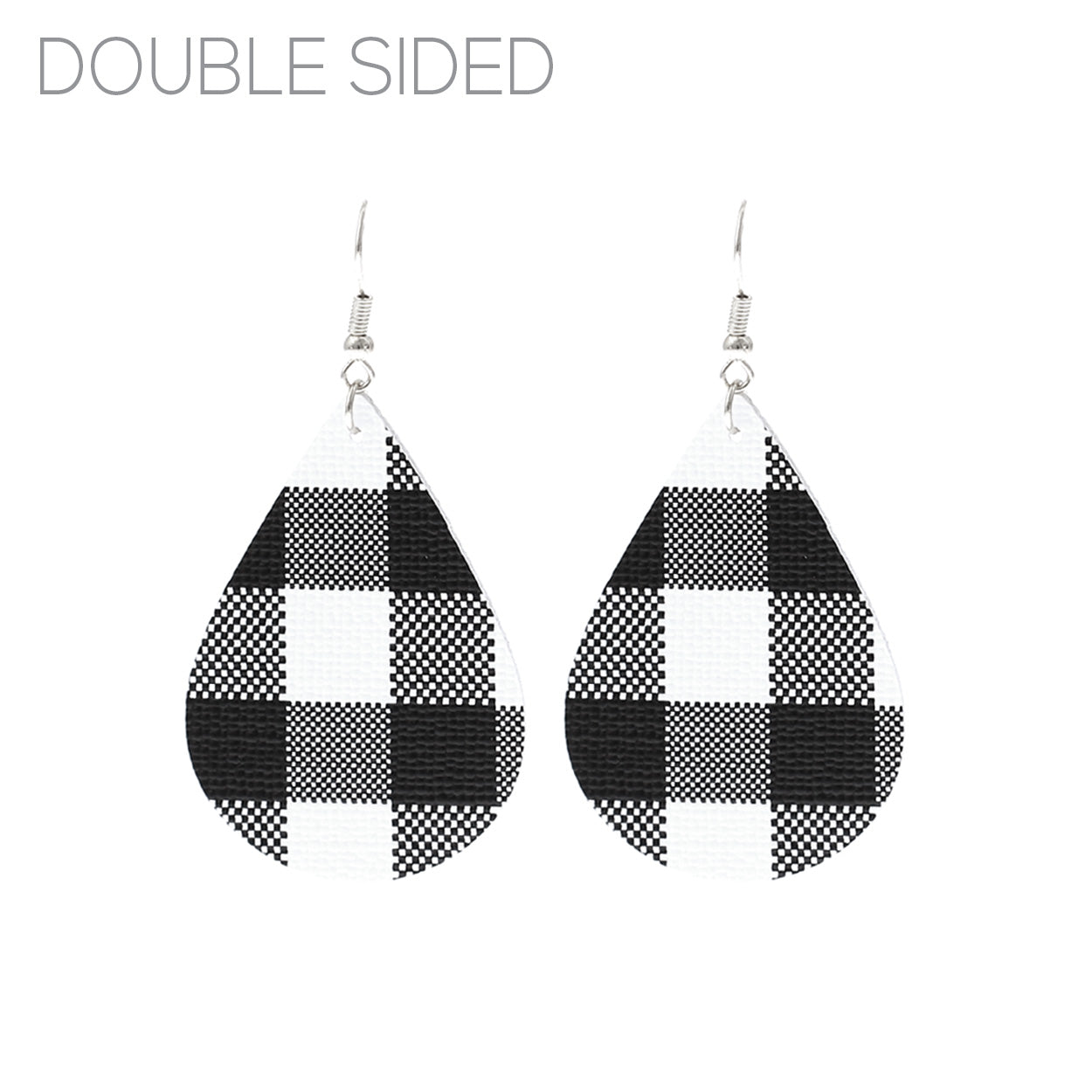 White Buffalo Plaid Double Sided Earrings