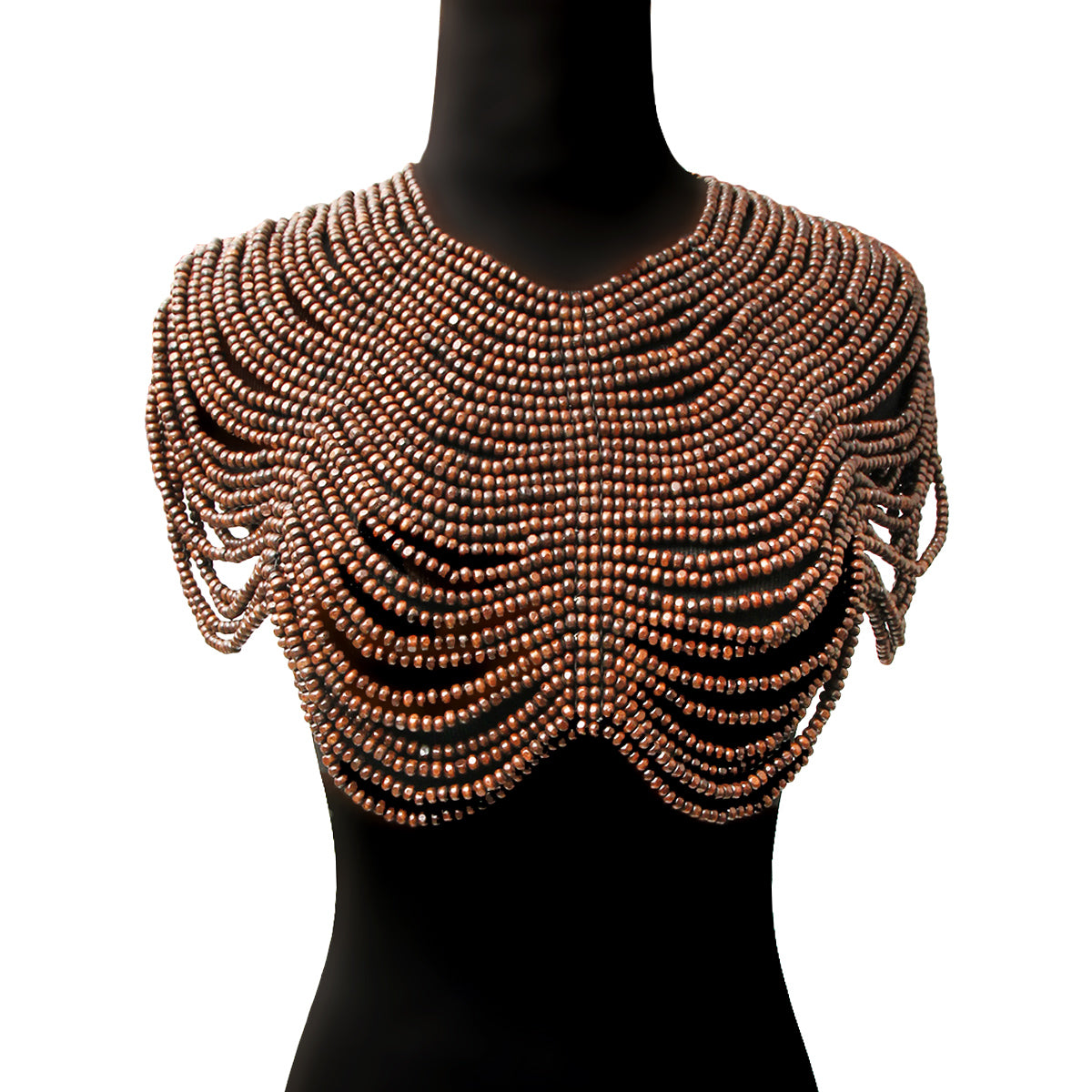 Wooden Bead Shoulder Drape Necklace