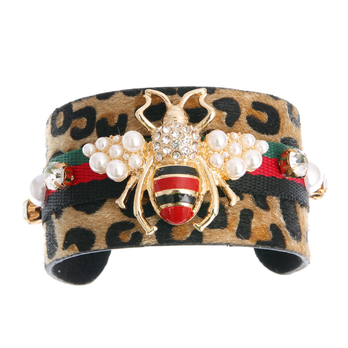 Leopard Fur Designer Bee Cuff