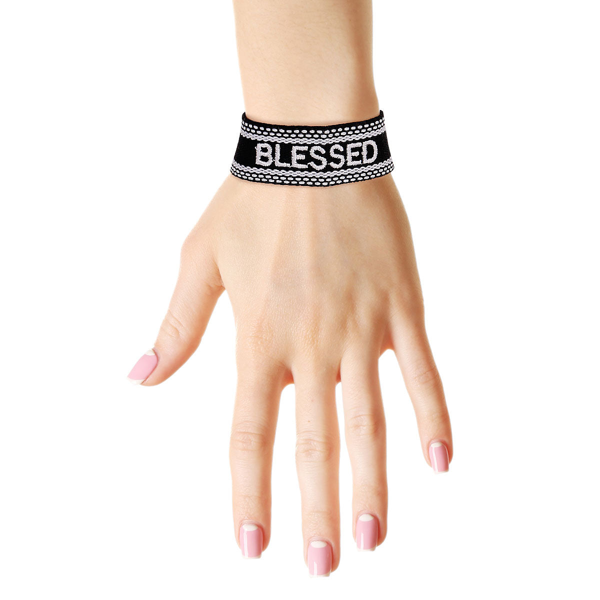 CD Inspired Black BLESSED Embroidered Bracelet