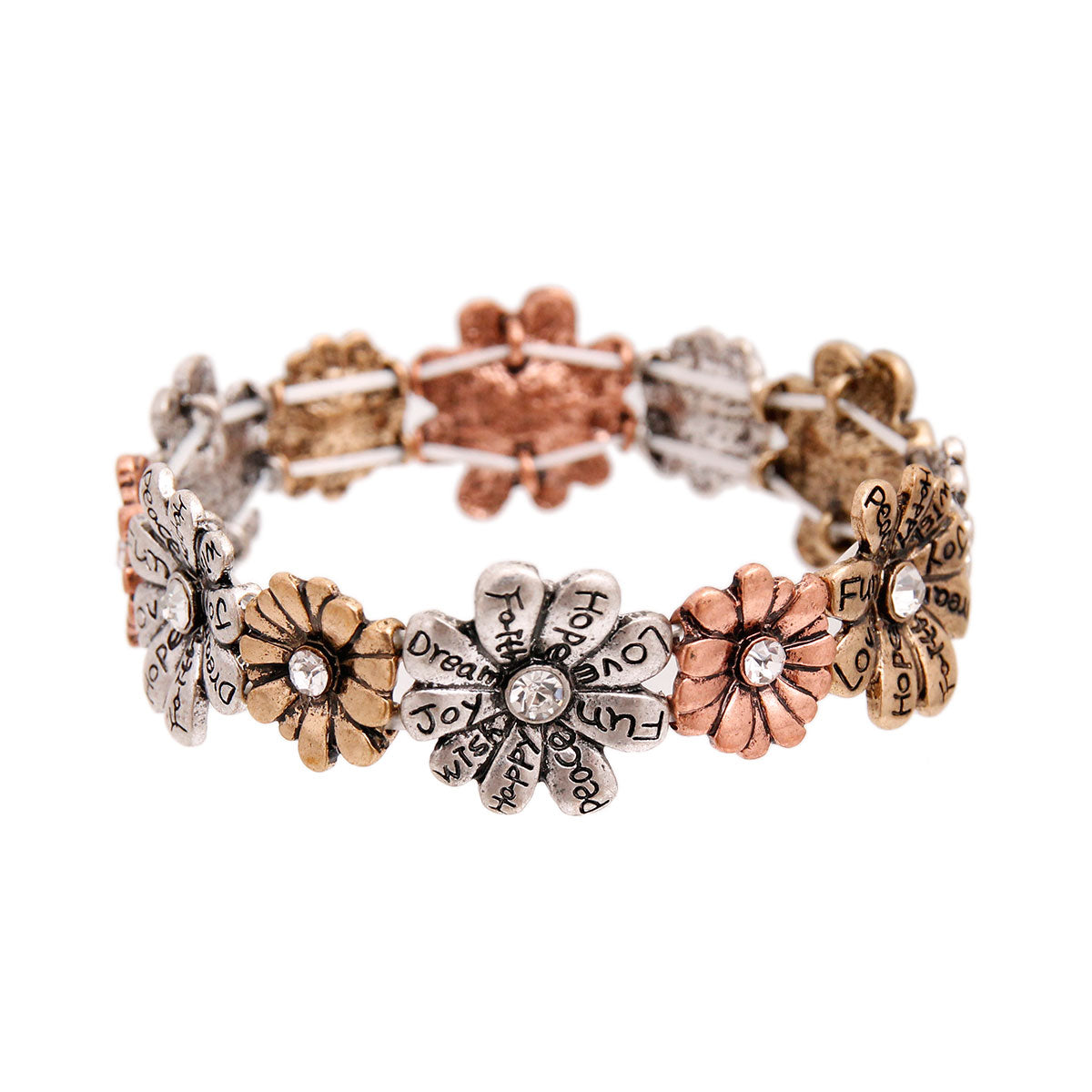 Mixed Metal Inspiration Flower Bracelet