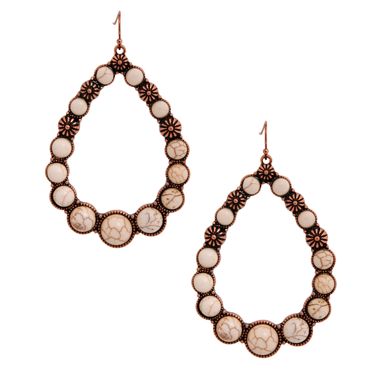 Cream Rose Gold Teardrop Earrings