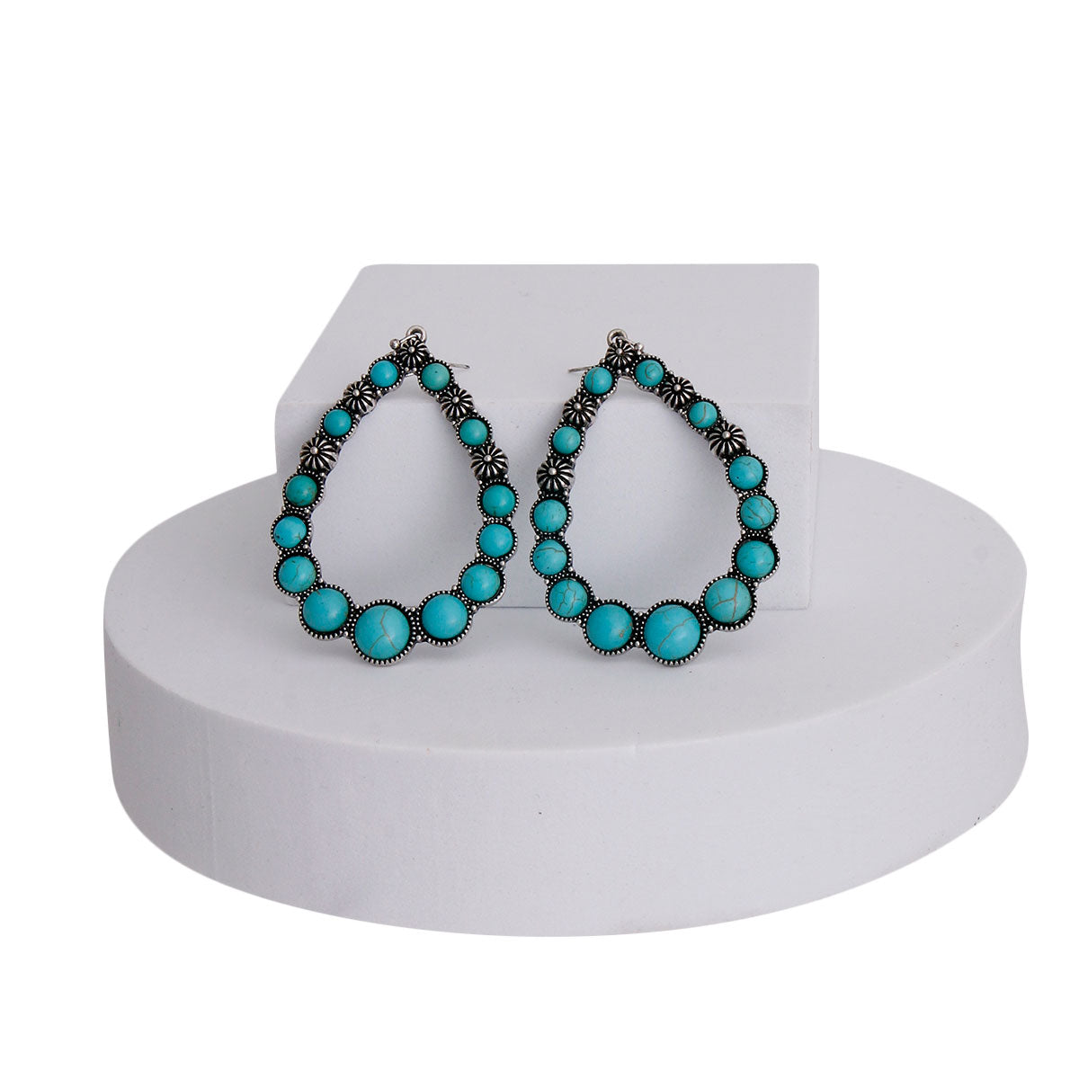 Turquoise Silver Teardrop Earrings
