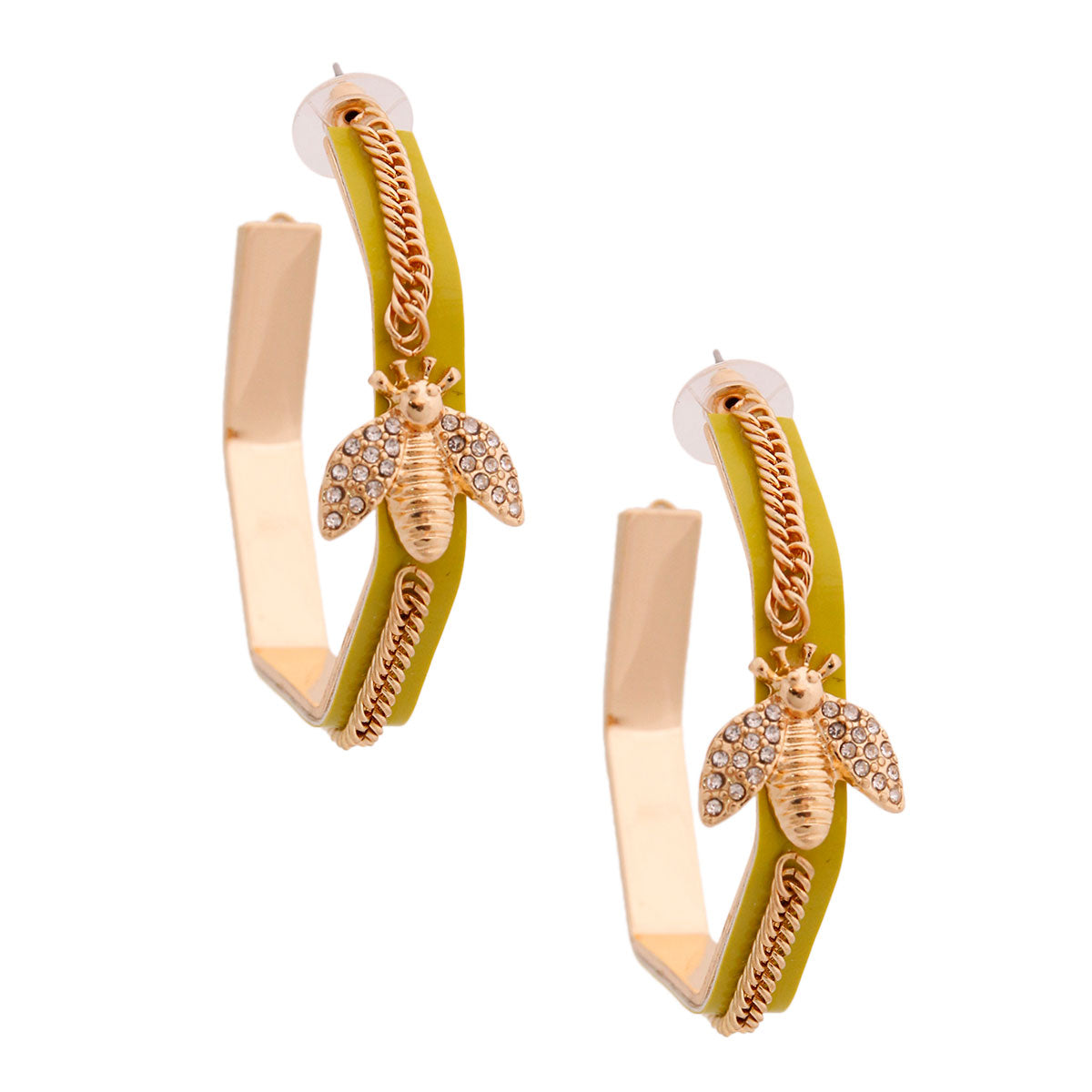 Designer Green Chain Bent Hoops