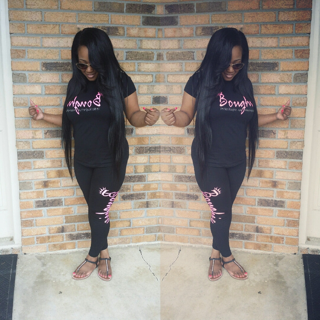 Boughie fitted t-shirts and leggings set - Boughie virgin brazilian hair cosmetics apperal 