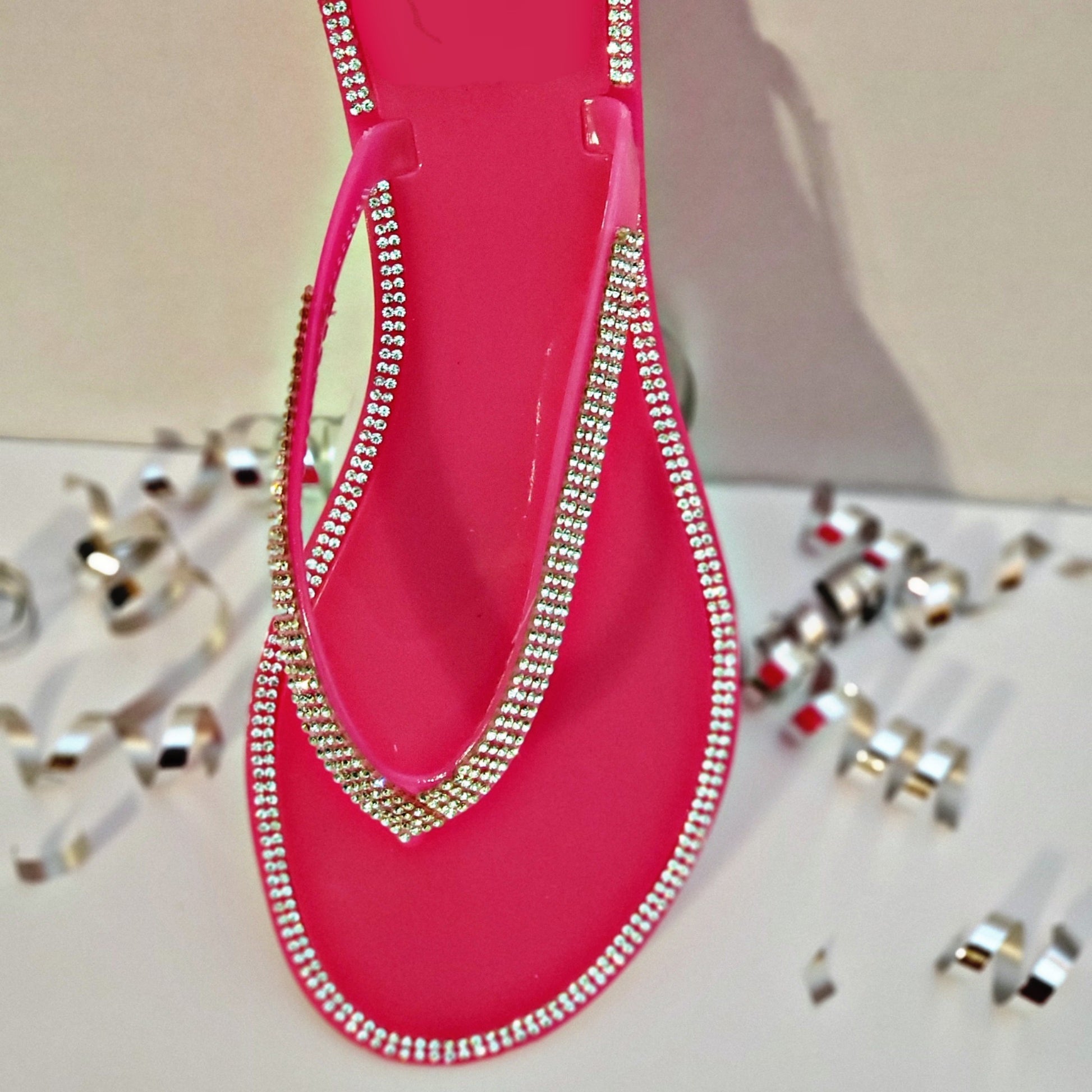 Pink Bling Flip Flops - Boughie virgin brazilian hair cosmetics apperal 