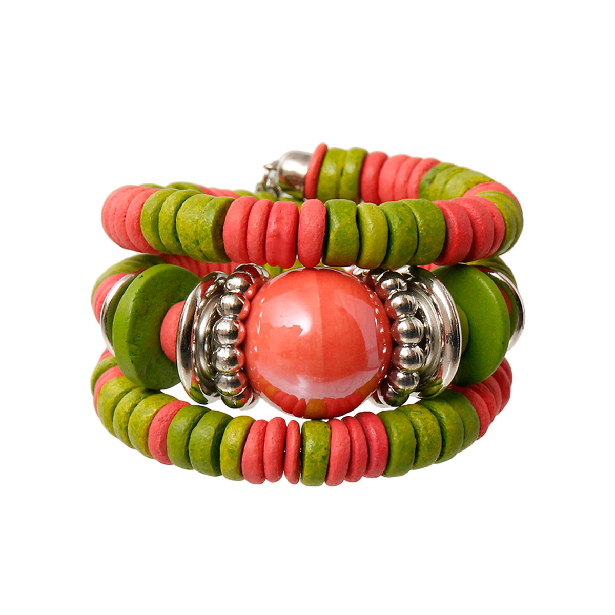 Pink and Green Bead Bracelet