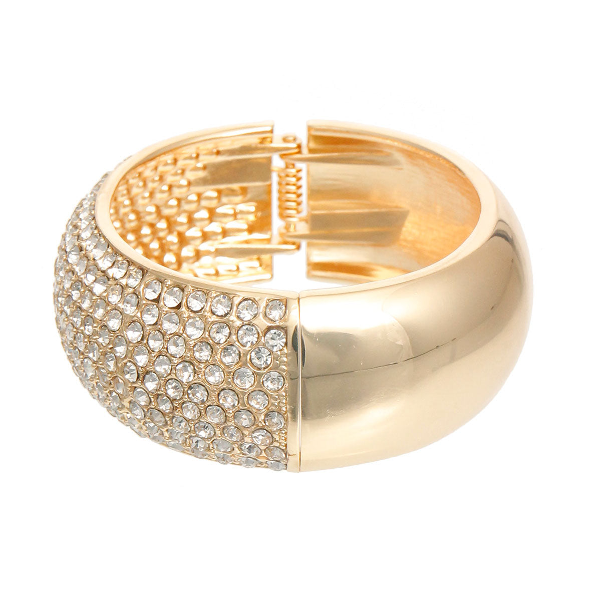 Gold Hinge Rhinestone Bangle
