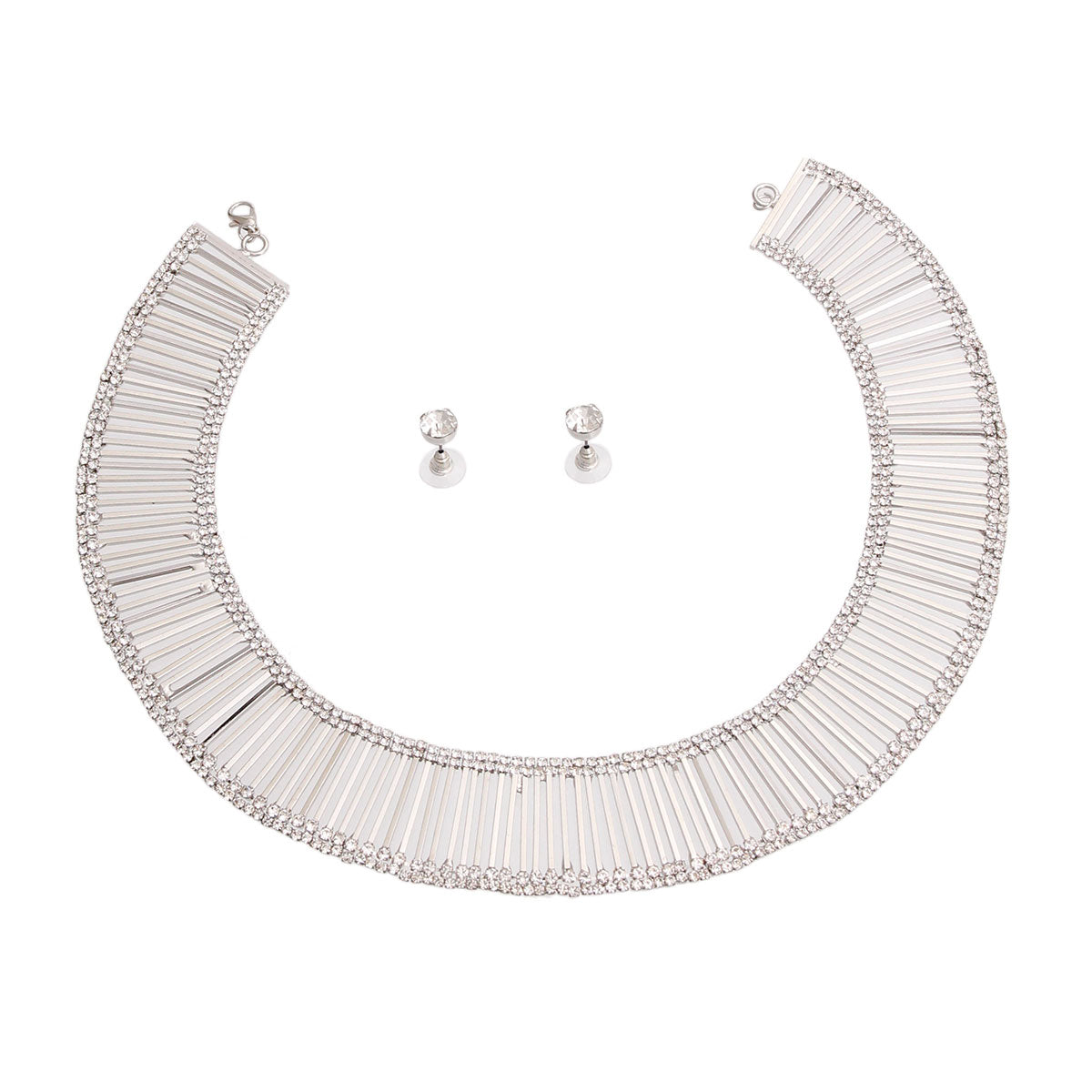 Silver Bar Rhinestone Collar