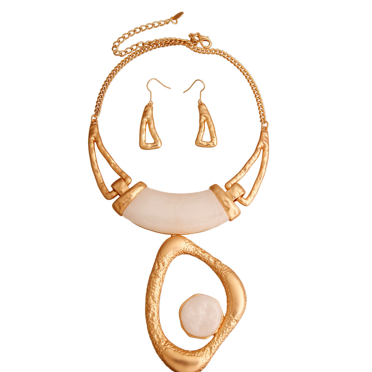 Matte Gold and White Organic Pendant Set