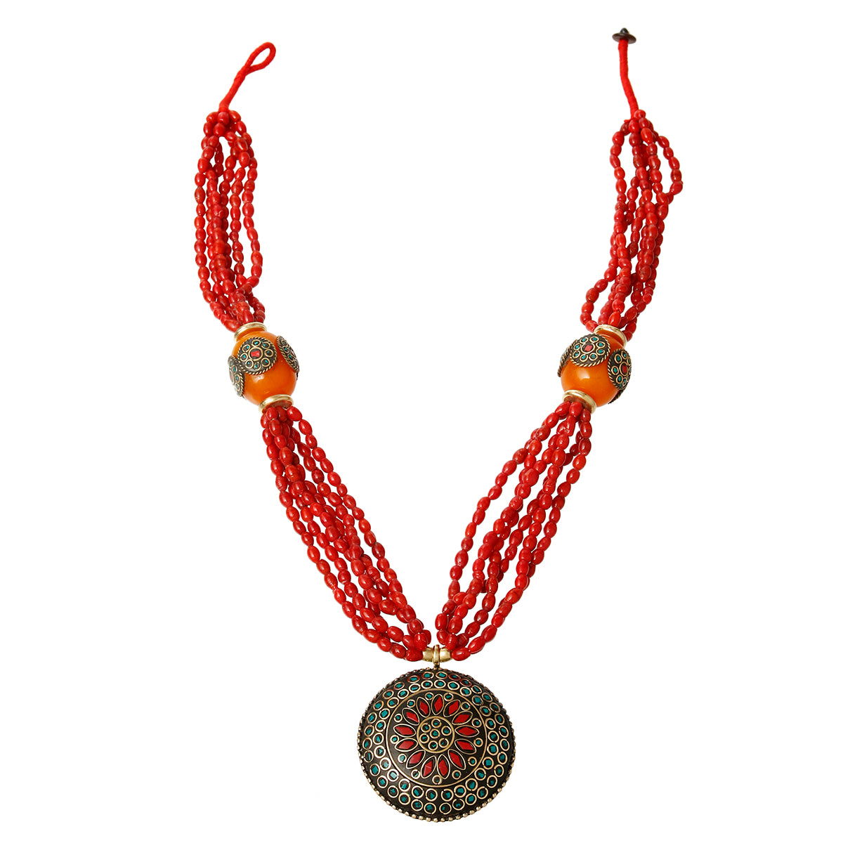 Brass Mosaic Pendant Necklace